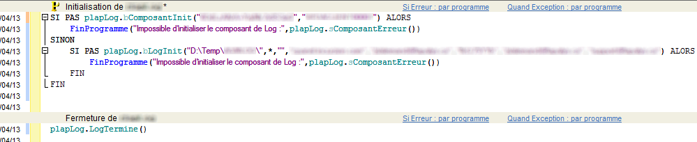 Exemple d'initialisation de clapLog au niveau du projet